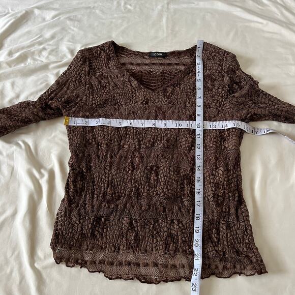 Vtg Y2K 2000s Brown Floral Lace Top Wmns S Goblincore Forest Fairy Grunge - Picture 7 of 7